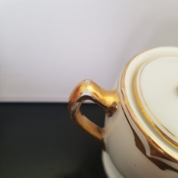 Antique C.S. Prussia Porcelain Jam Mustard Condiment Pot w/Spoon Lid Jar - Picture 10 of 12